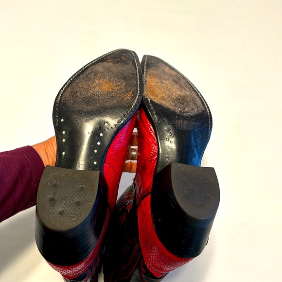 Vintage Zodiac women’s leather cowboy boots size 8B.  EUC. Red & black. US made. - Picture 5 of 8